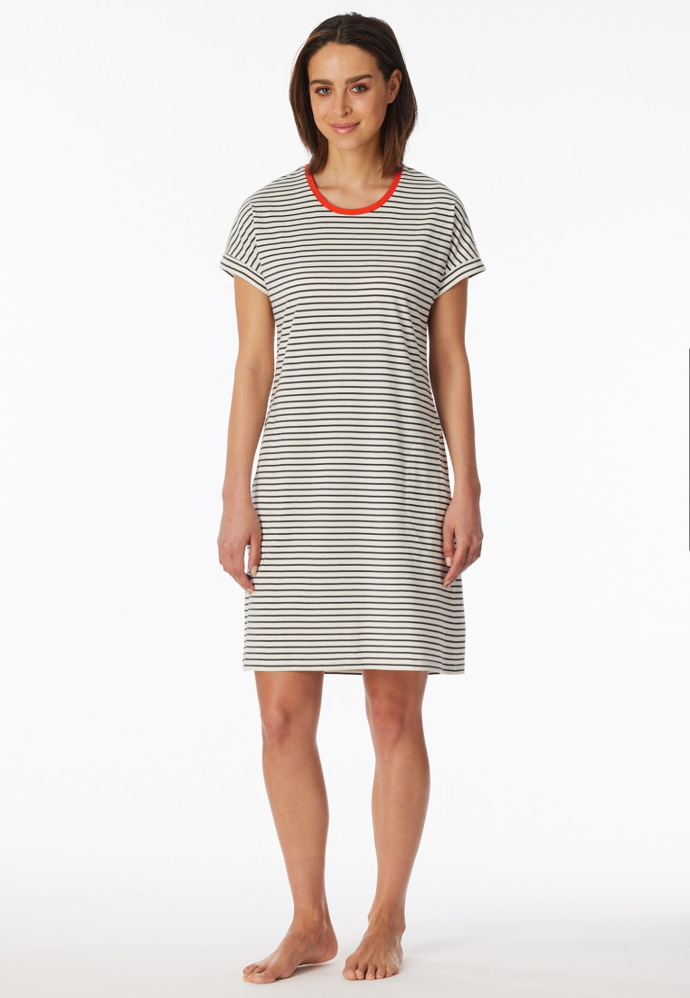 Camicia da notte a maniche corte a strisce off-white - Casual Essentials