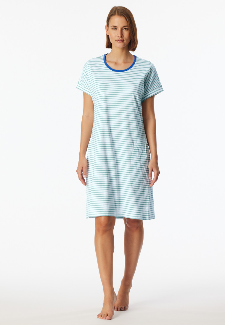 Sleepshirt kurzarm Streifen jade - Casual Essentials