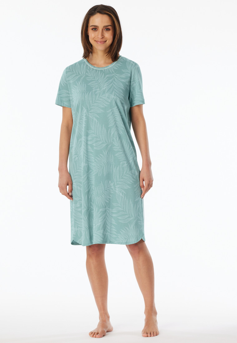 Nachthemd kurzarm Palmenprint jade - Comfort Nightwear