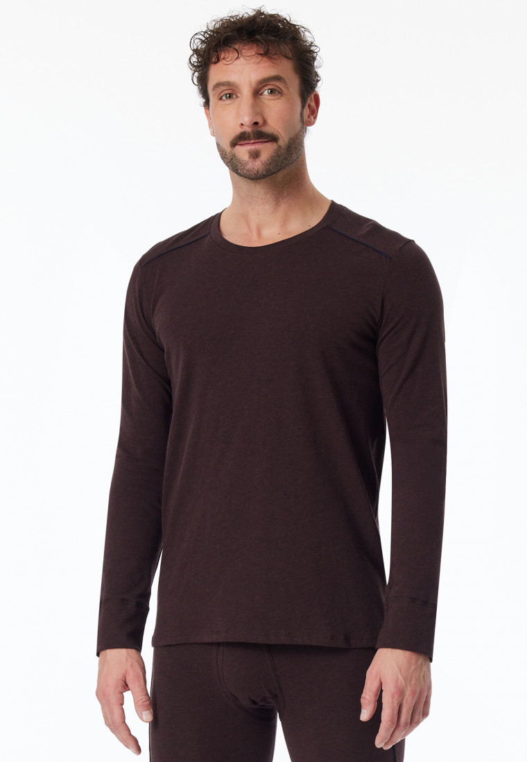 Maglietta manica lunga marrone screziato - Comfort Fit