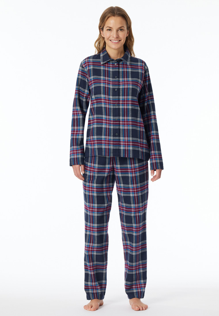 Pyjama lang Webware nachtblau kariert - X-Mas Family