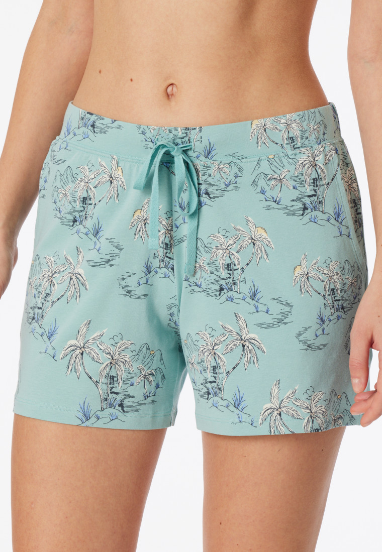 Hose kurz Palmen Inseln jade - Mix+Relax