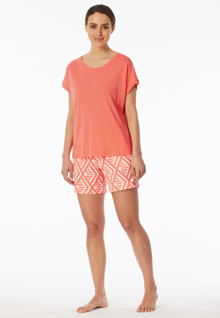 Pyjama interlock kort perzik - Modern Nightwear