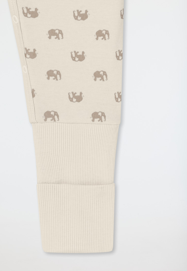 Babypakje unisex fijnrib lange mouwen vario voet olifant crème - Natural Love
