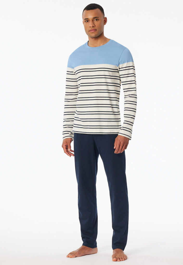 Pigiama lungo a righe blu pacifico - Casual Nightwear