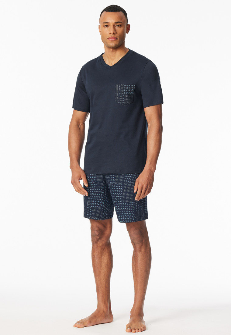 Korte pyjama grafiet patroon - Fine Interlock
