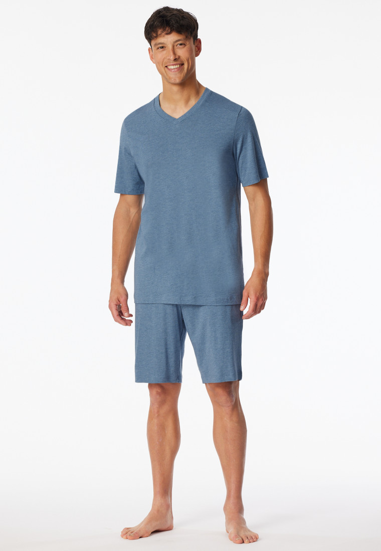 Schlafanzug kurz blau-jaspe - Modern Nightwear
