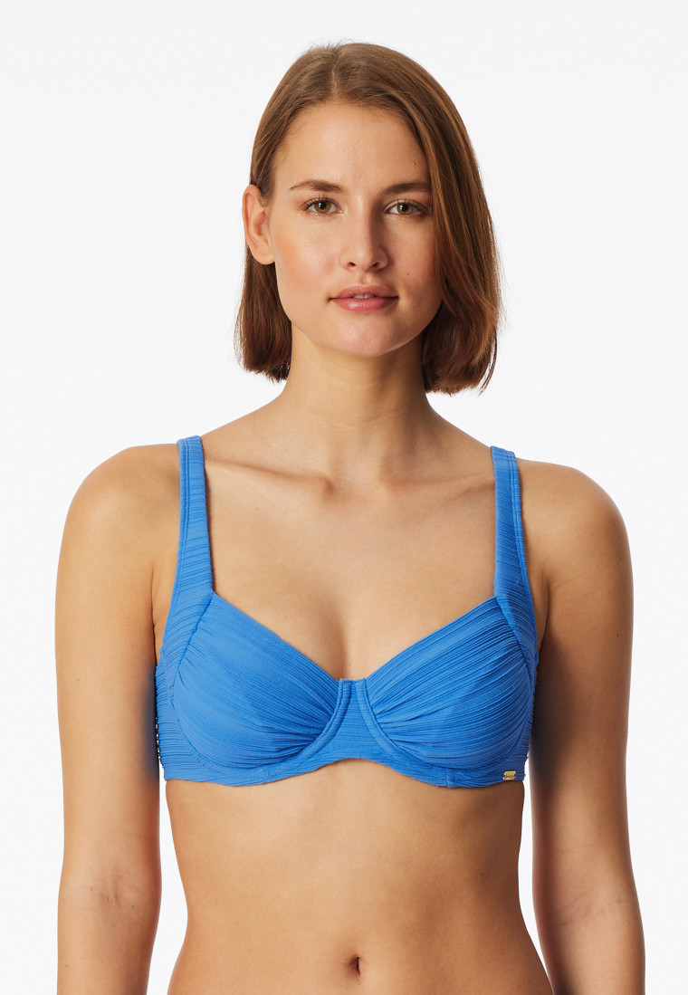Bikini-Top mit Bügeln Jersey recycelt Streifen aquarium - Aqua