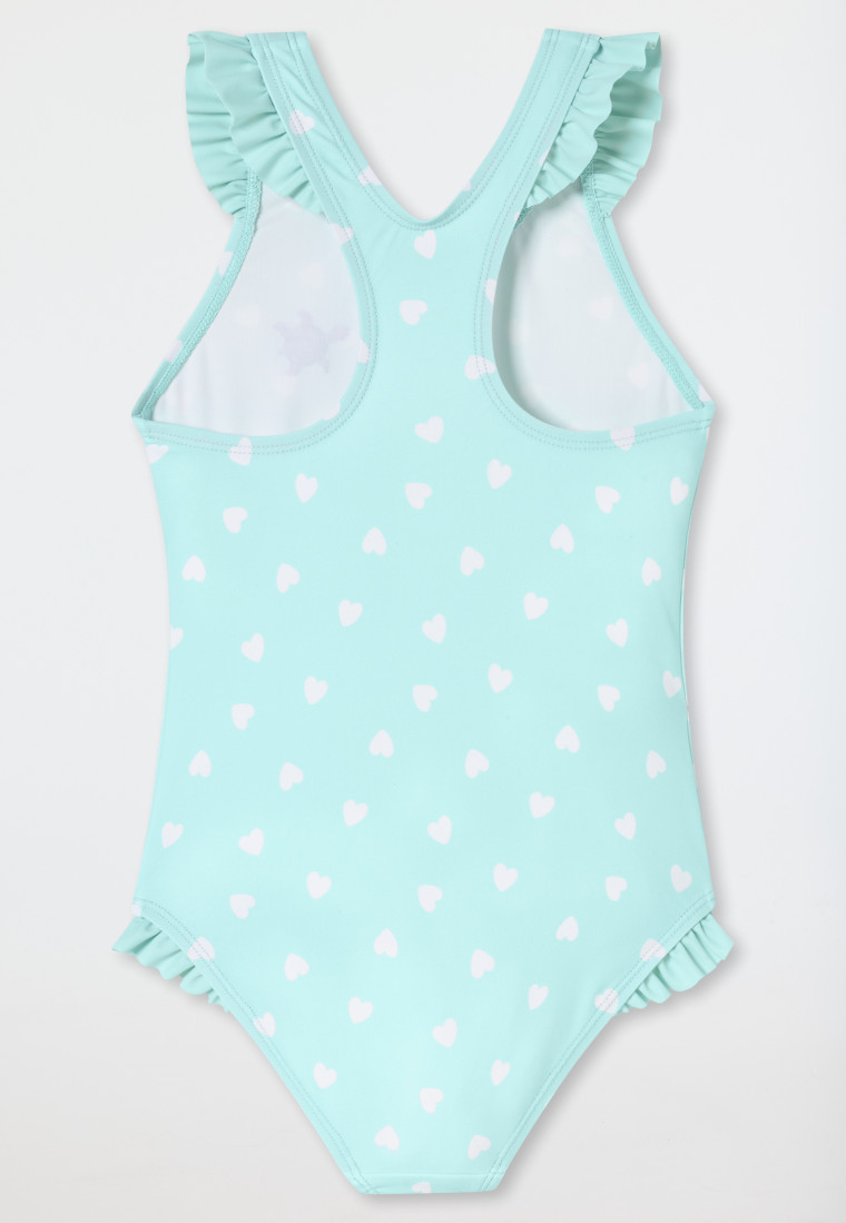 Maillot de bain en tricot recyclé SFP 40+ pois tortue vert clair - Aqua