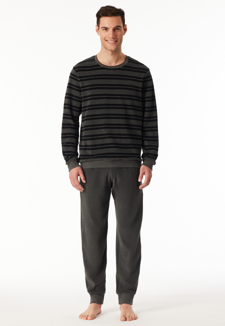 GLOBAL Pigiama Uomo Flanella Cotone Lungo Pantaloni Vita Elasticizzata Coulisse Bottoni Invernale Abbigliamento Da Notte Confortevole,3XL - Foto 3