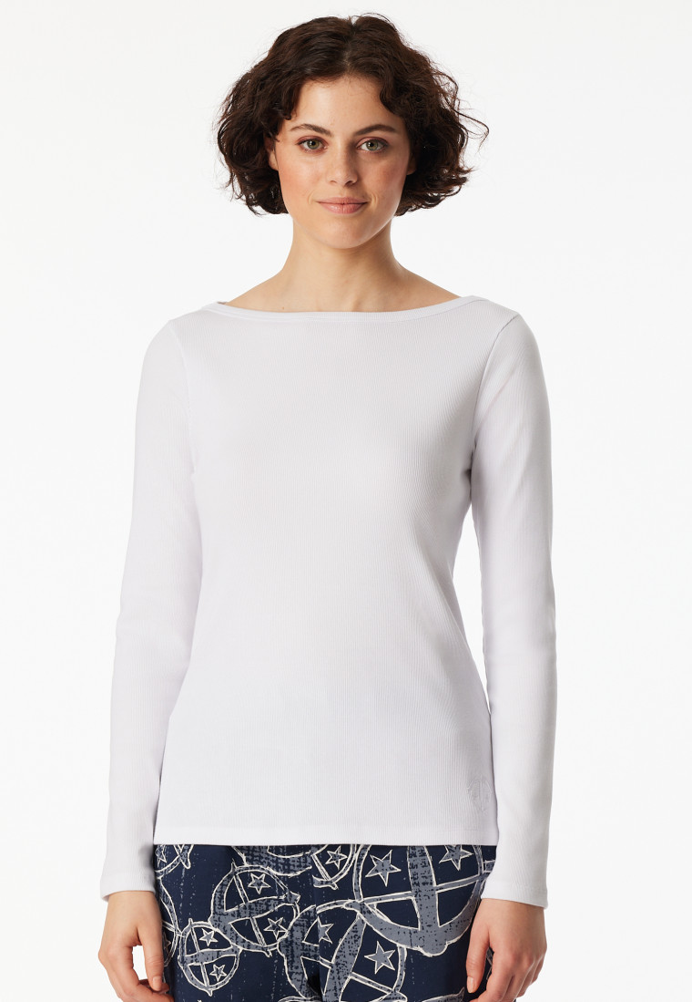 Camicia a maniche lunghe a coste doppie scollatura bianco - SCHIESSER 150 Years