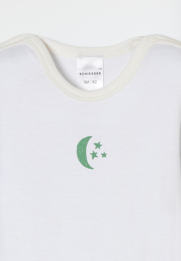 Romper lange mouwen unisex fijngeribd geweven modaal maansterren off-white - Natural Love