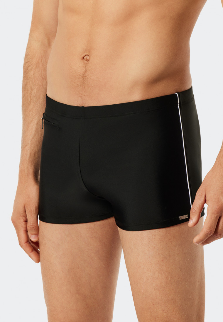 Badehose mit Reißverschluss-Tasche Wirkware recycelt feiner Streifen schwarz - Nautical Casual