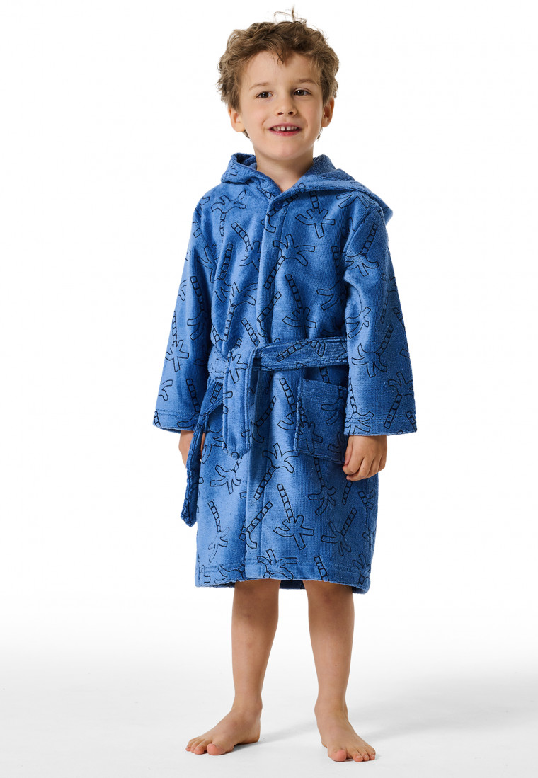 Bademantel Velour Palmen air - Aqua