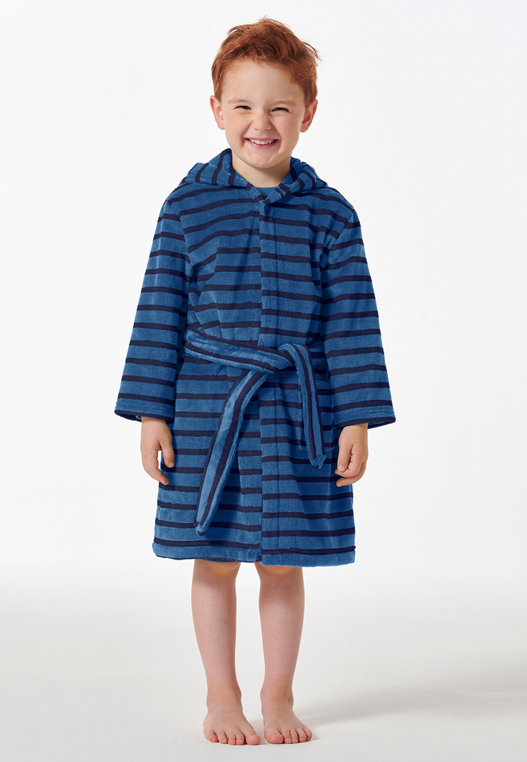 Bademantel Velour Streifen blau - Boys World