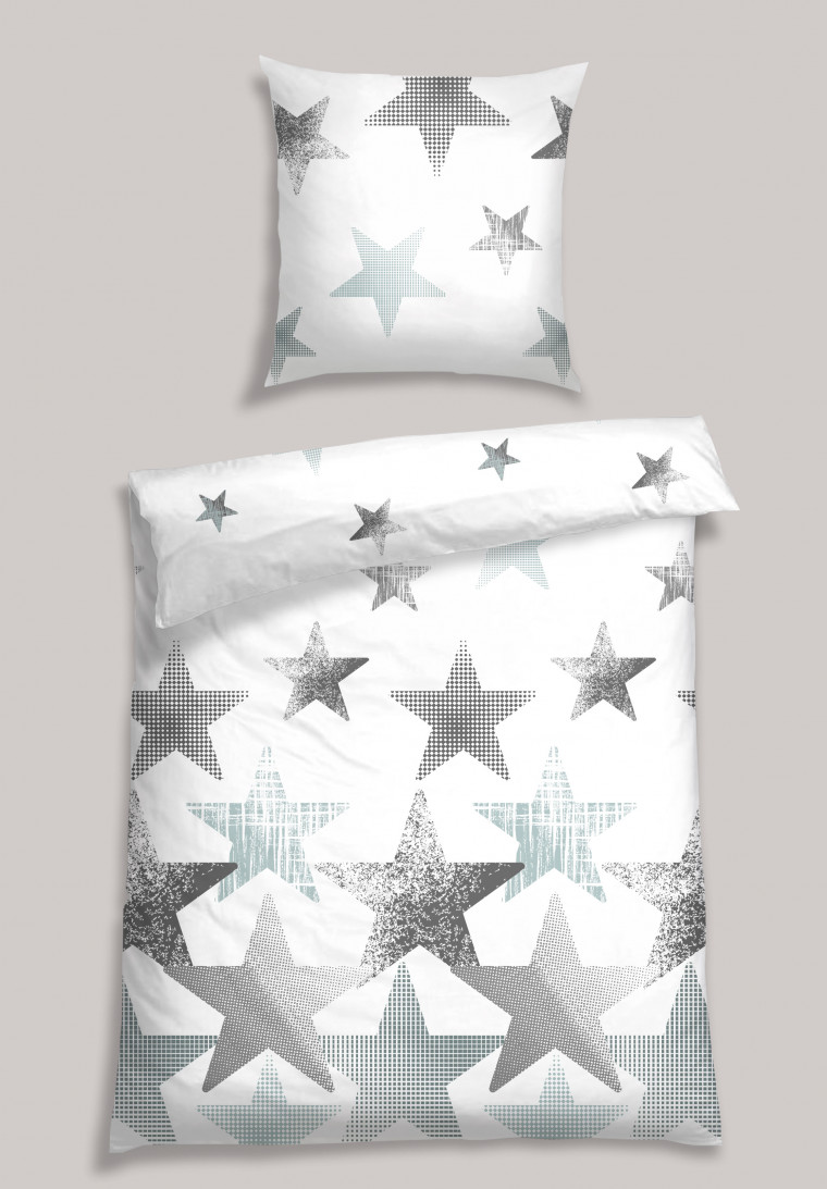 Set di biancheria da letto composta da 2 pezzi in fine qualità castoro, motivo con stelle, multicolore - SCHIESSER Home