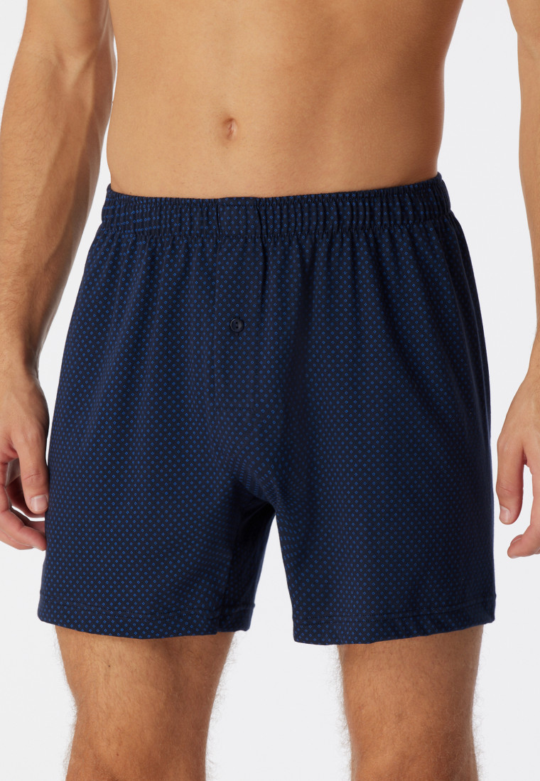 Boxer shorts jersey dark blue patterned Cotton Casuals SCHIESSER