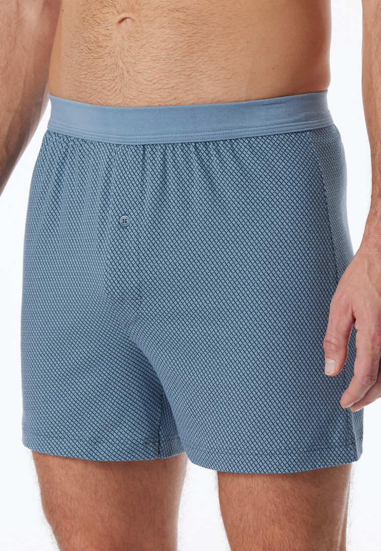 Boxershorts Organic Cotton gemustert blaugrau - Comfort Fit