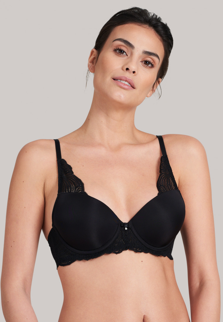 Underwired bra padded lace black - Wave Lace