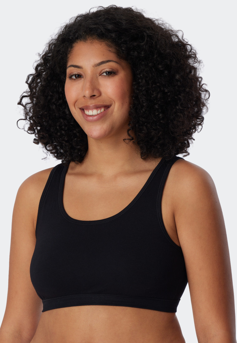 Bustier 2er-Pack ohne Cups Organic Cotton schwarz - 95/5