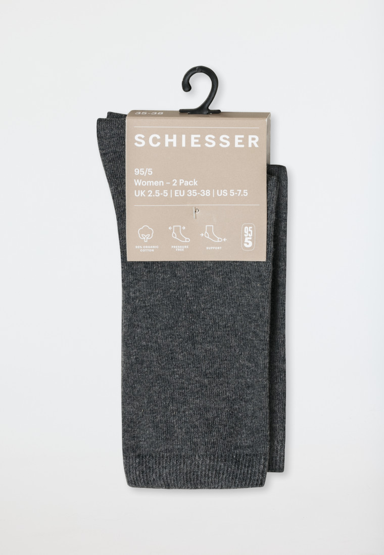 Women's socks 2-pack organic cotton heather gray - 95/5