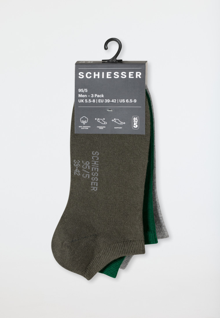 Herrensneaker Socken 3er-Pack Organic Cotton mehrfarbig - 95/5