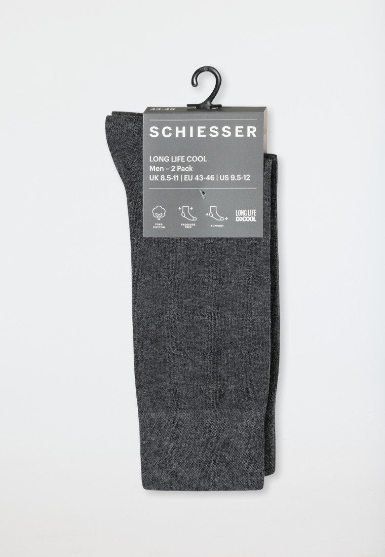 Confezione da 2 calze da uomo di colore grigio antracite screziato - Long Life Cool