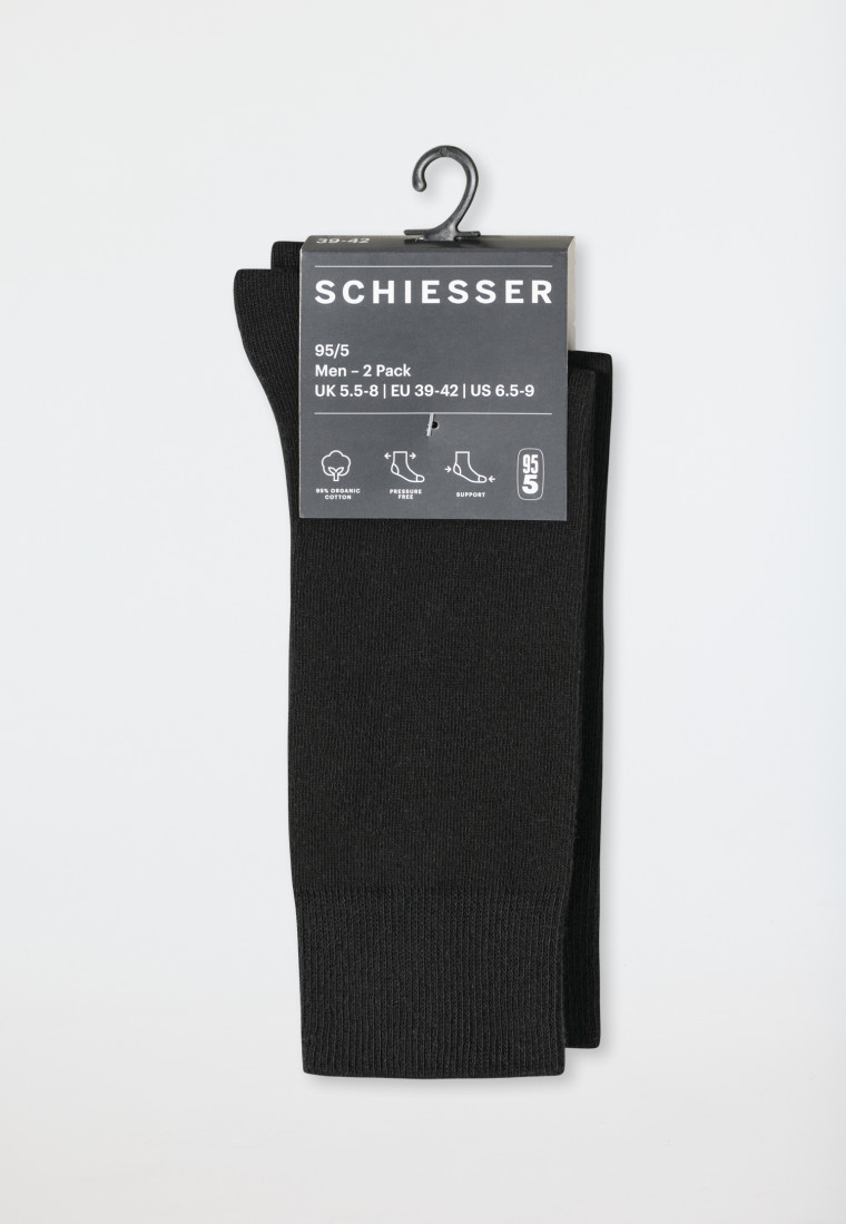 Men's socks 2-pack organic cotton black - 95/5