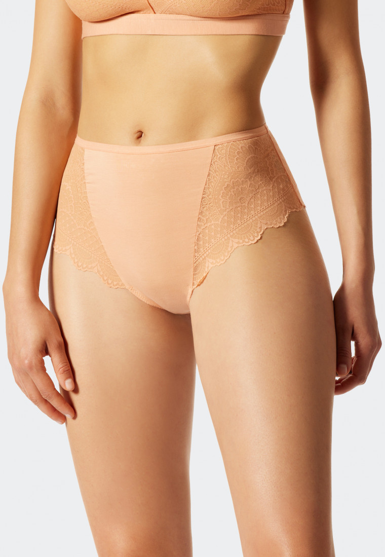 High-waisted thong lace peach - Feminine Lace