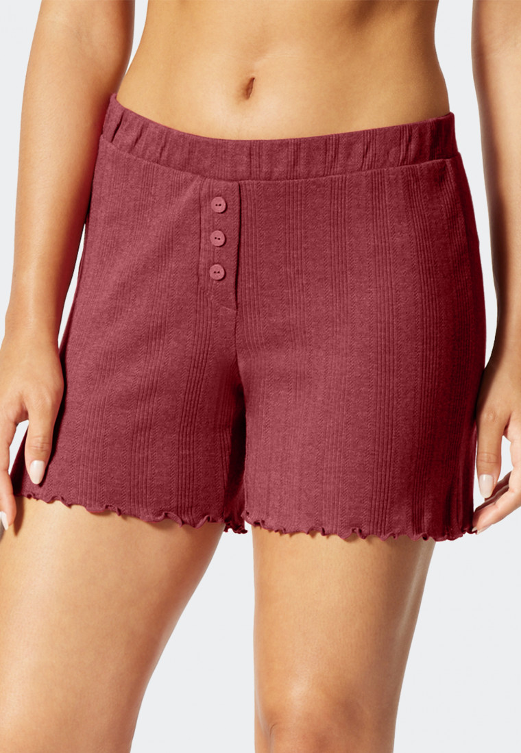 Pants short organic cotton openwork decorative buttons berry - Mix & Relax