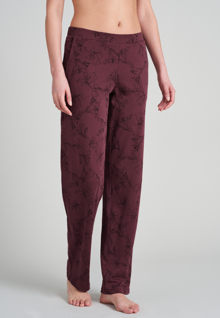 Pantaloni lunghi in interlock con stampa floreale di colore bordeaux - Mix  + Relax | SCHIESSER