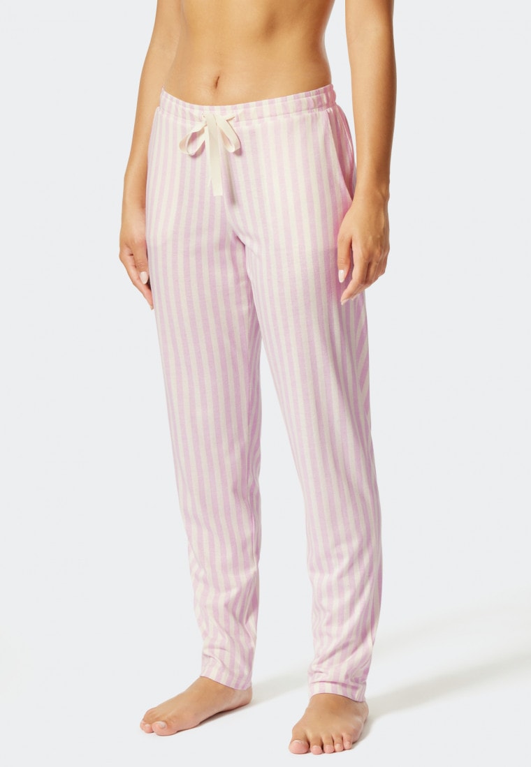 Pantaloni lunghi in modal a righe, lilla - Mix+Relax | SCHIESSER