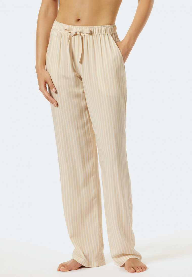 Pantaloni lunghi in tessuto di viscosa a righe, color sahara - Mix+Relax |  SCHIESSER