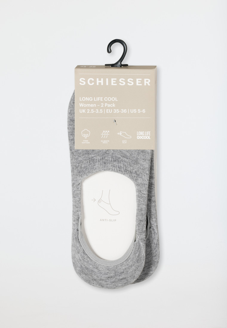 Low cut socks 2-pack, silver-gray heather - Long Life Cool
