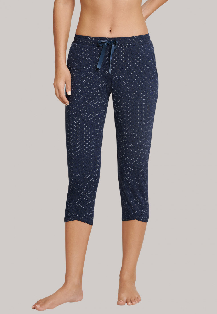 Jersey broek 3/4-lengte tulpenzoom nachtblauw bedrukt - Mix+Relax