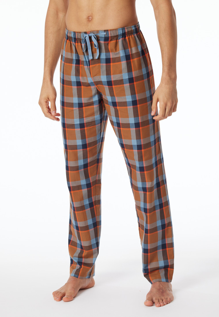 Caleçon long en matière tissée Organic Cotton carreaux multicolores - Mix+Relax