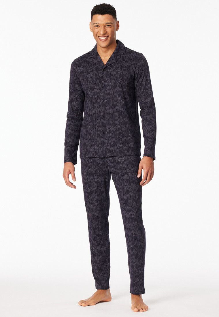 Pyjamas long Interlock coal patterned Fine Interlock SCHIESSER
