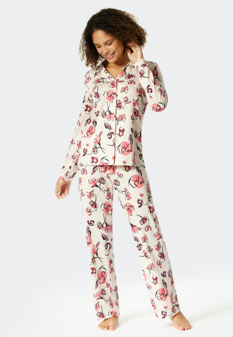 Pyjama lange reverskraag bloemenprint sahara - Modern Floral