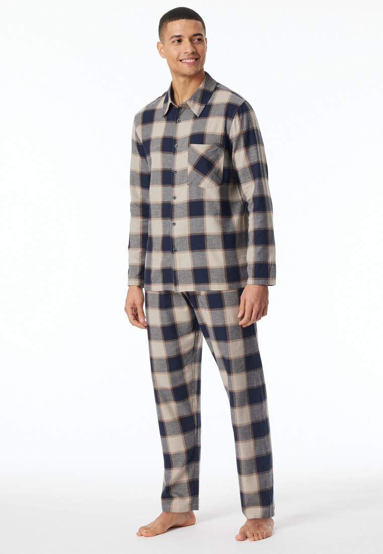 Pyjama Webware Flanell natur kariert - Selected Premium Warming
