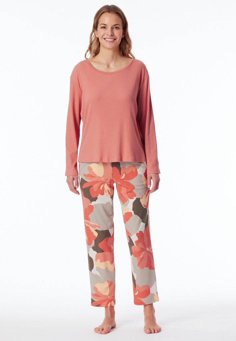 Pigiama 7/8 a coste doppie papaia - Modern Nightwear