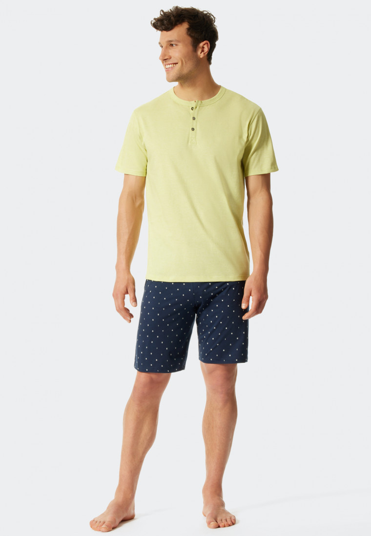 Short pajamas button placket striped 
