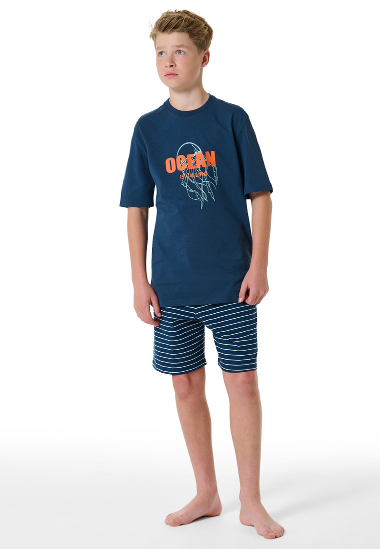 Short pyjamas Organic Cotton indigo Nightwear SCHIESSER