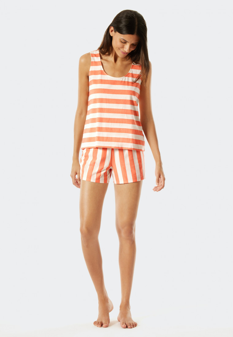 Short pajamas organic cotton stripes peach - Just Stripes