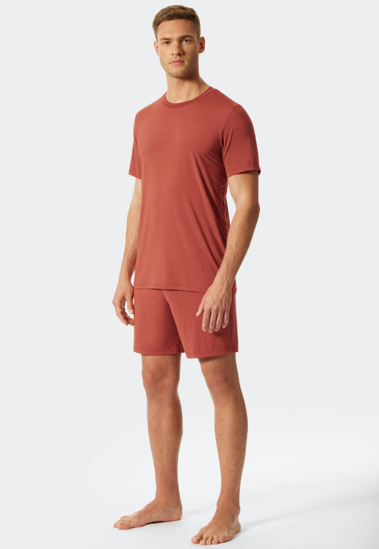 Short pajamas crew neck striped 