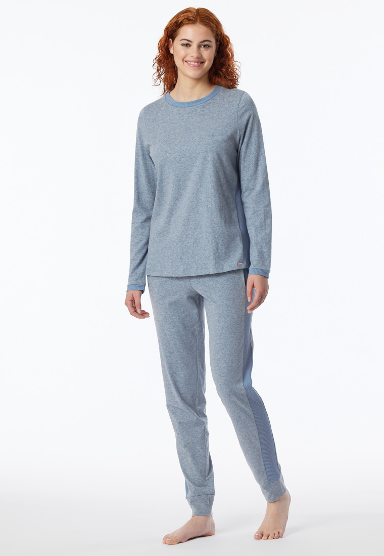 Pigiama lungo in cotone biologico blu denim - Casual Nightwear