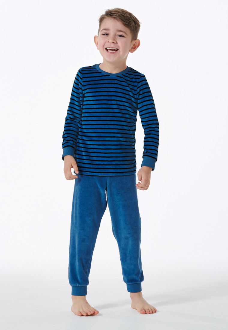 Schlafanzug lang Bündchen Streifen blau - Boys World