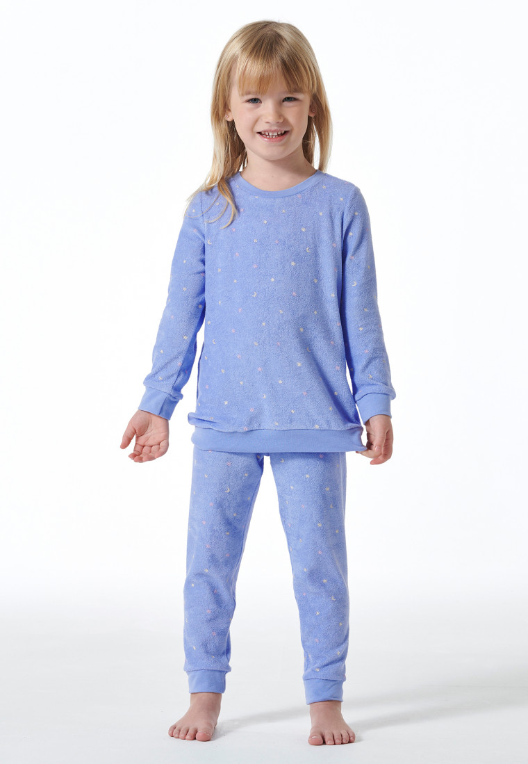 Schlafanzug lang Frottee Organic Cotton Bündchen Sterne flieder - Girls World
