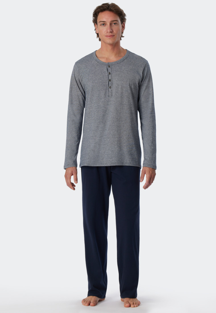 Pyjama long patte de boutonnage bleu et blanc rayé - selected! premium