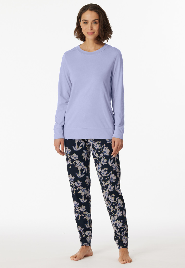 Schlafanzug lang Organic Cotton Bündchen navy - Contemporary Nightwear |  SCHIESSER
