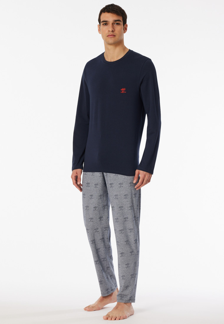 Pyjamas long palm trees midnight blue 95/5 SCHIESSER